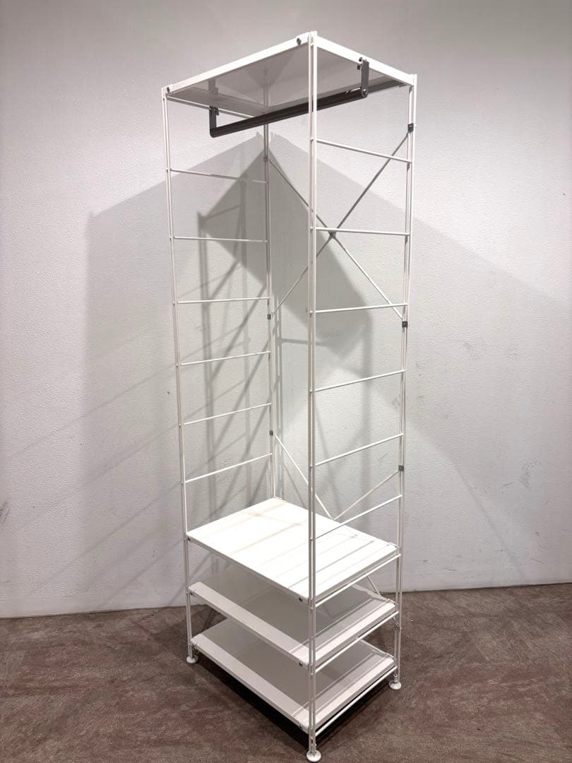 ⭐️超美品⭐️無印⭐️スチールユニットシェルフ⭐️大⭐️ライトグレー⭐️ワードローブバー付