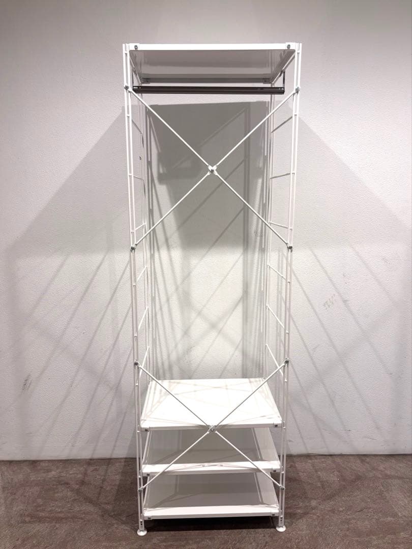 ⭐️超美品⭐️無印⭐️スチールユニットシェルフ⭐️大⭐️ライトグレー⭐️ワードローブバー付