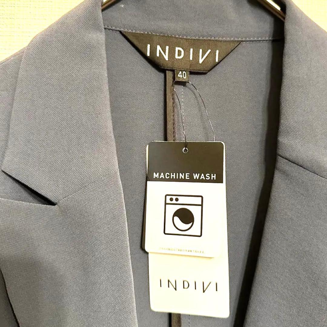 【新品・タグ付き】INDIVI 洗えるセットアップ スーツ ネイビー 40サイズ
