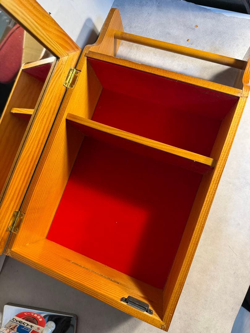 イタリア製 押し花アート 木製ミラー収納 薄型ペーパーオーガナイザー