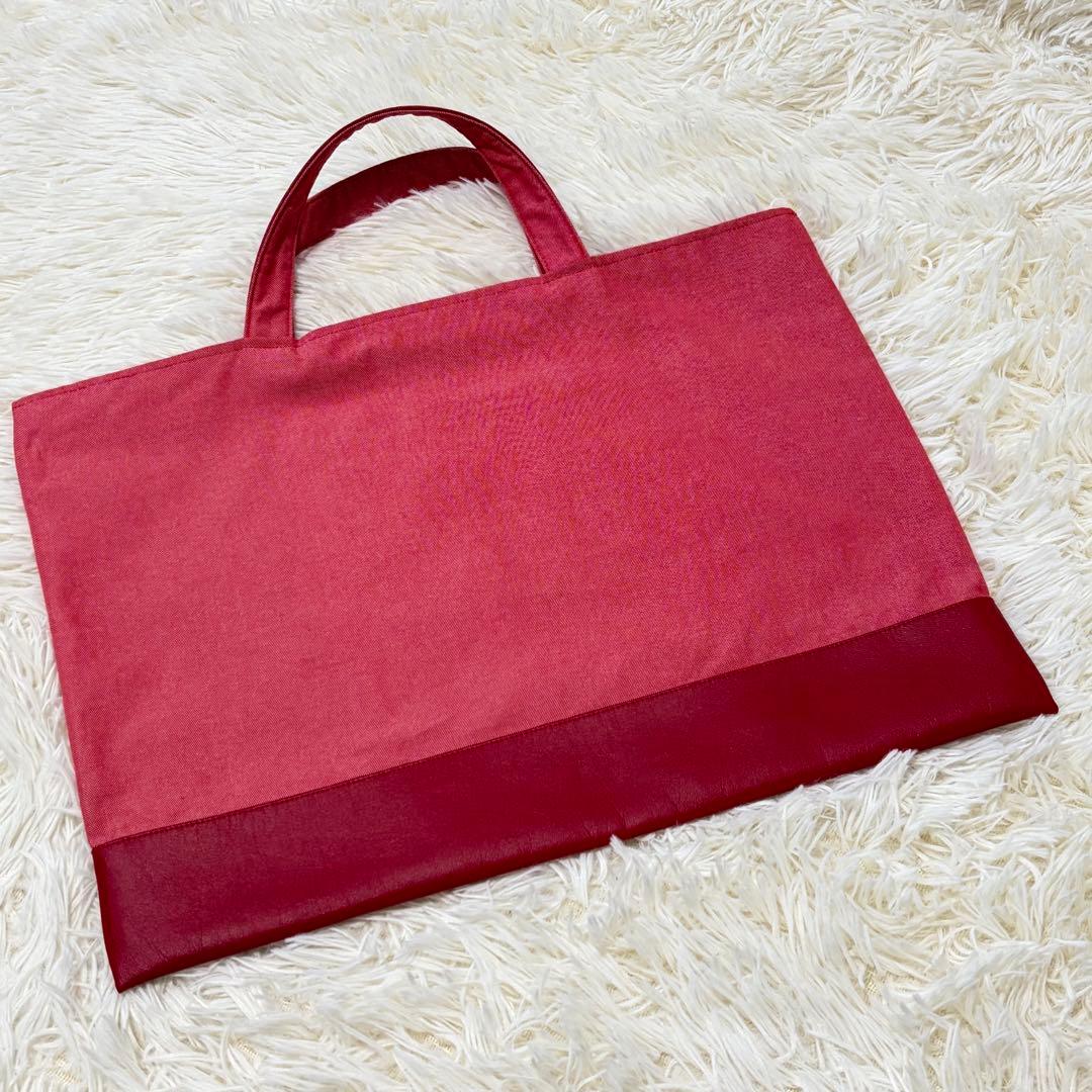 希少✨大人気！familiar デニムバッグ　レッド系　手刺繍