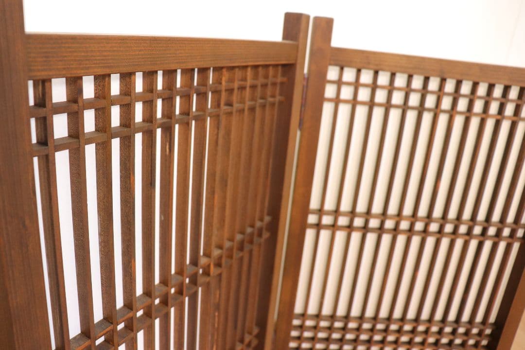 二面組子屏風　日本製　花台付き【一点物】未使用