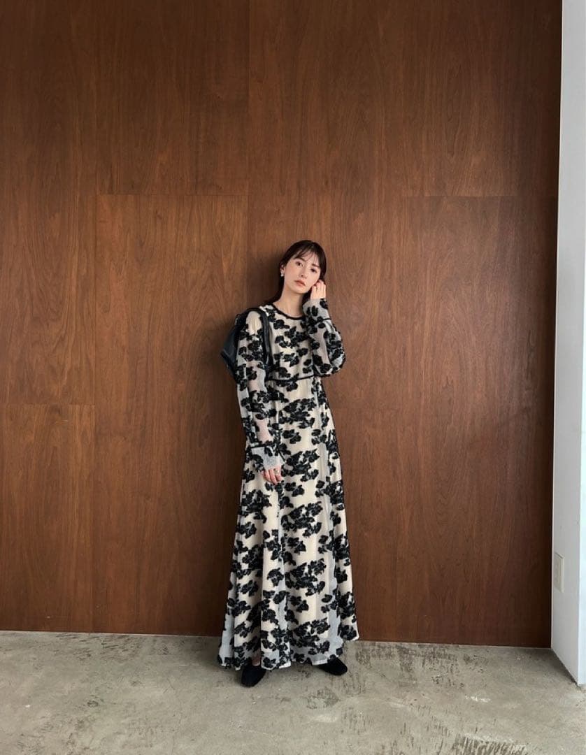 【CLANE】FLOW FLOWER JACQUARD ONE PIECE