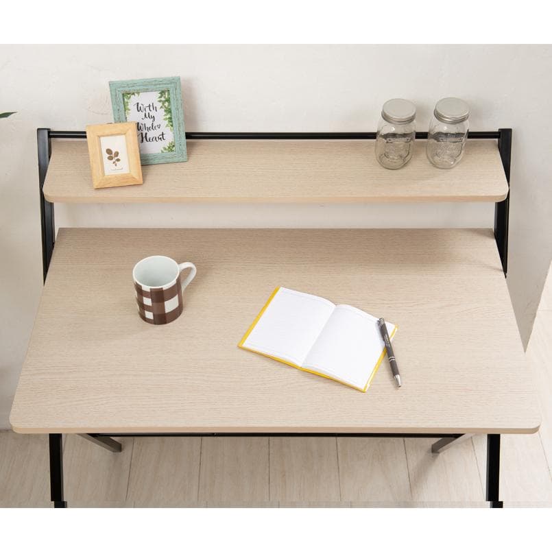 《新品・送料無料》幅80cm◎棚付折りたたみワークデスク テーブル　木目