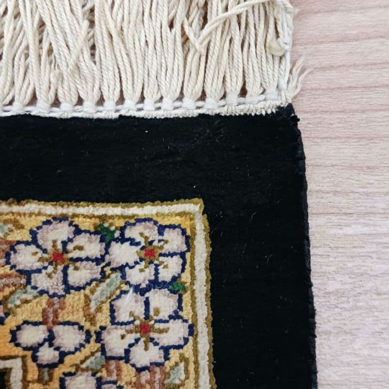 Y3324 ペルシャ絨毯 クム 工房サイン有 シルク100％ 手織121万ノット