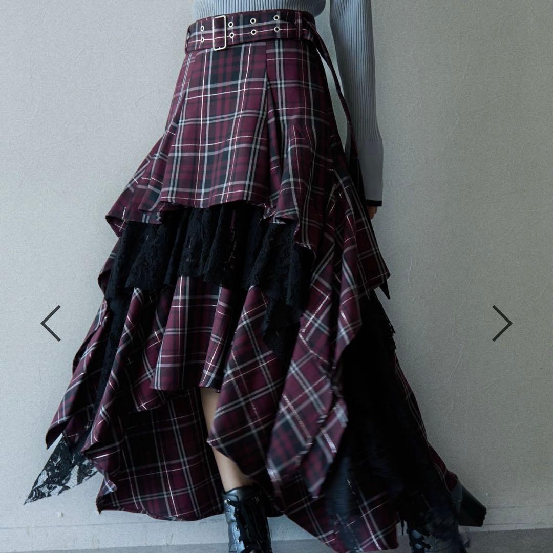 【HARE】タータンチェックティアードスカート