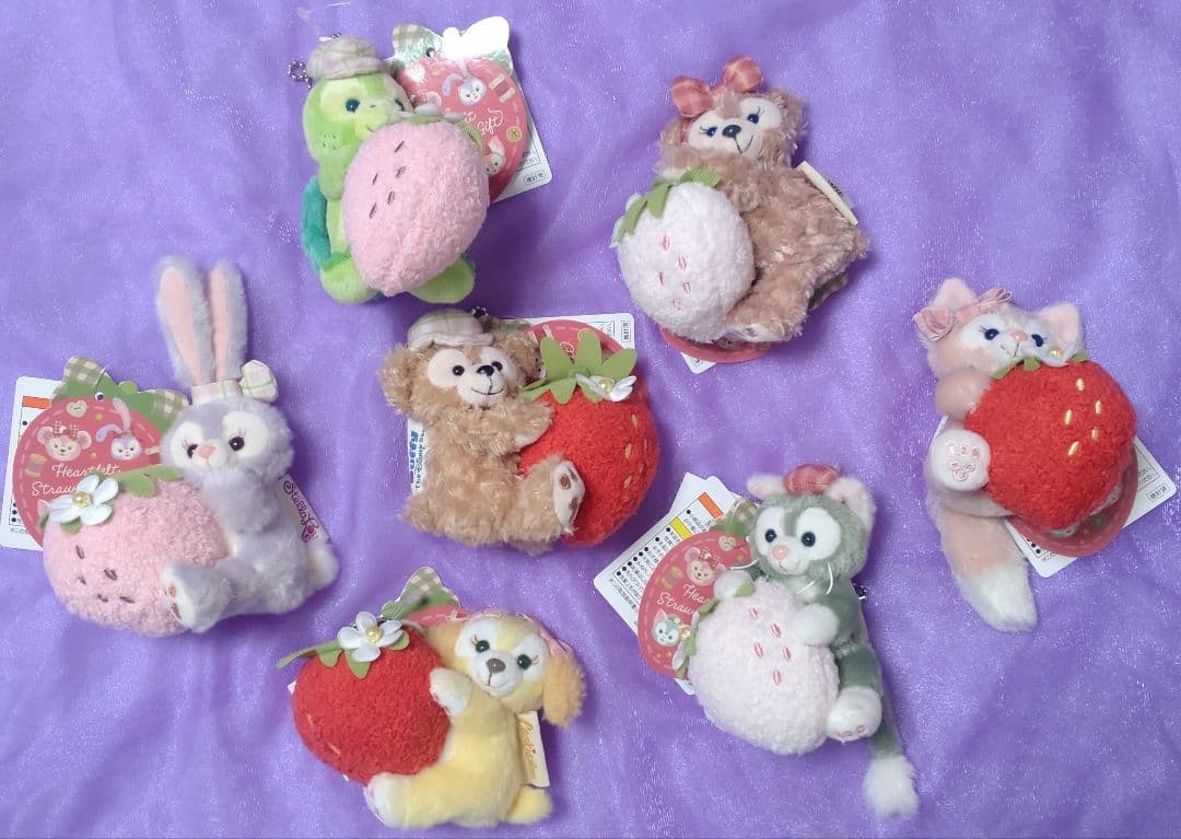ダッフィー☆ハートフェルトストロベリーギフト☆ぬいぐるみ7点セット☆新品タグ付き