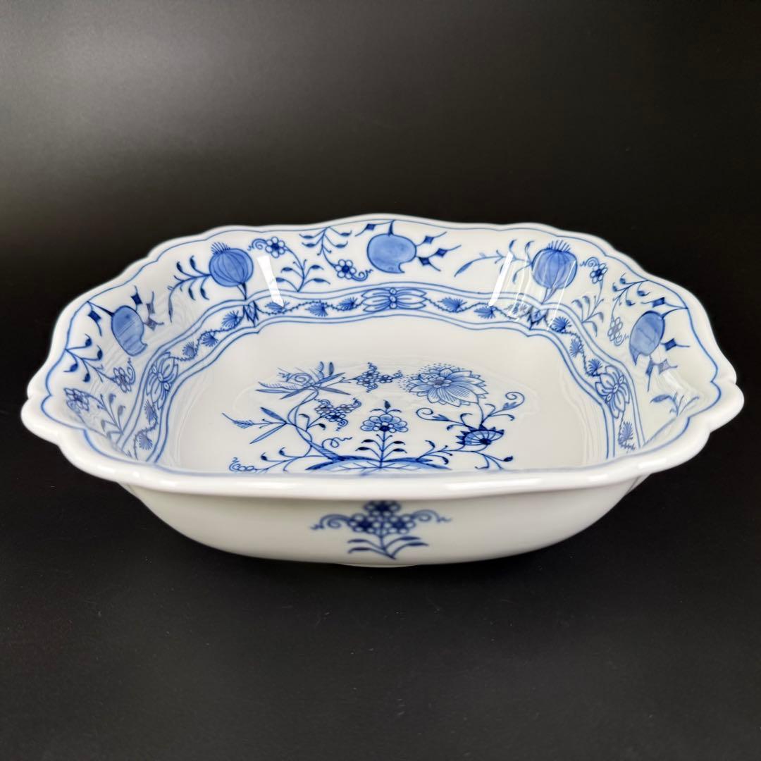 新品 マイセン ブルーオニオン スクエアボウル深皿(23cm)1枚、1級品