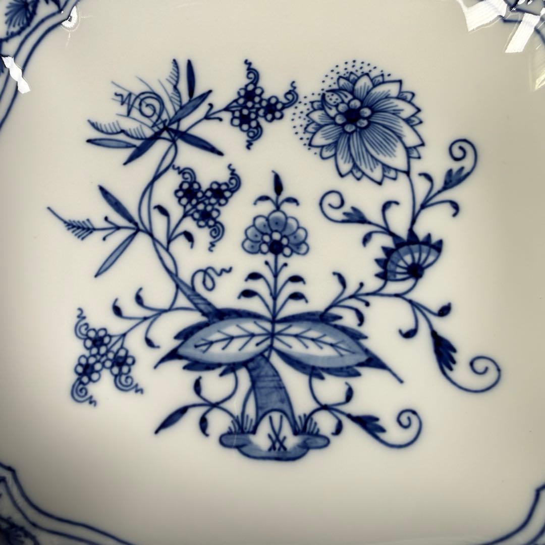 新品 マイセン ブルーオニオン スクエアボウル深皿(23cm)1枚、1級品