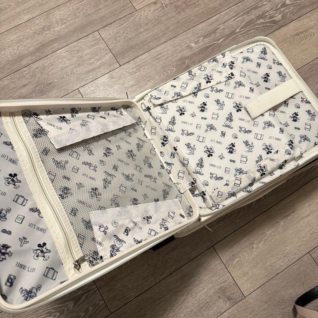 ディズニー ミッキー スーツケース 33L 機内持ち込み可 アイボリー　美品