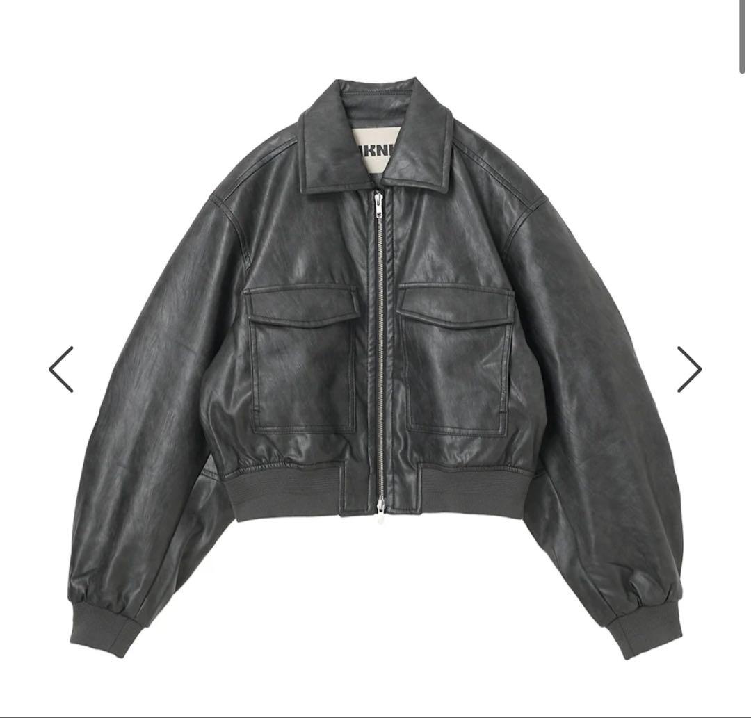 NKNIT レザー ショート ジャケット BLACK