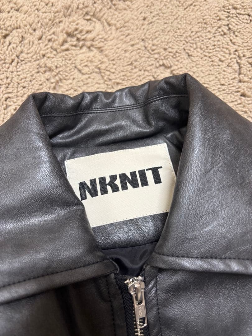 NKNIT レザー ショート ジャケット BLACK