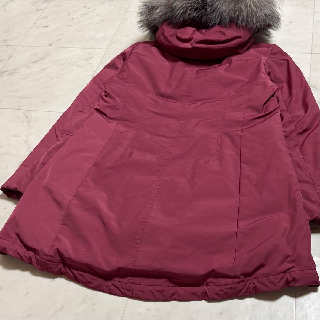 Leilian ダウンコート フォックスファー フード付き ワインレッド 9号