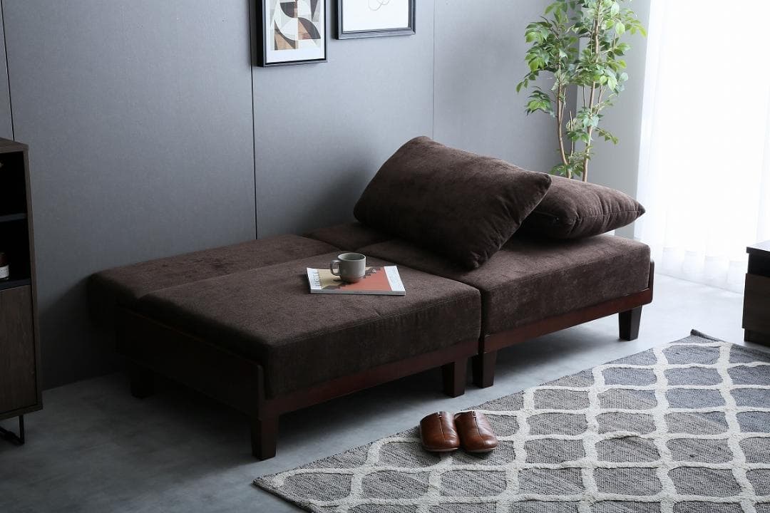 【Estela】リクライニングソファベッド グレー　分割式セパレート式