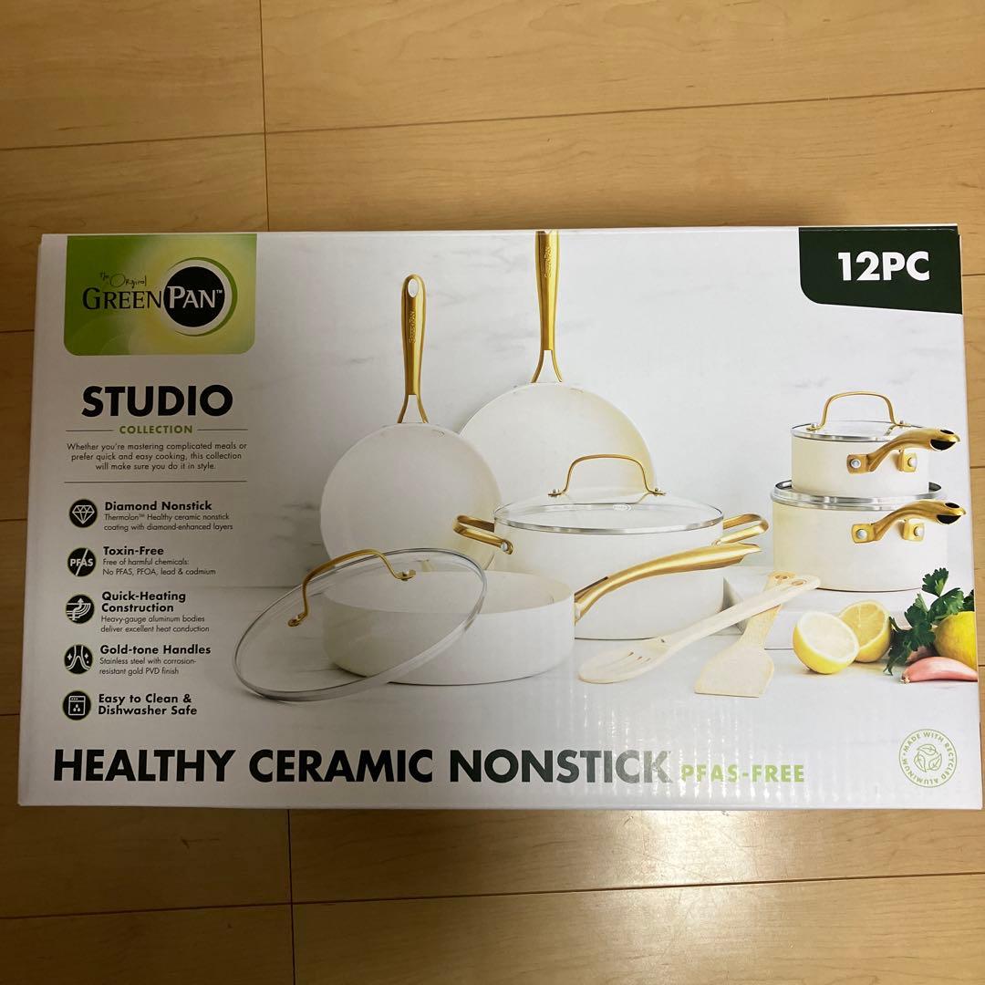 GreenPan調理器具12点セット セラミック製 蓋付き鍋&フライパン