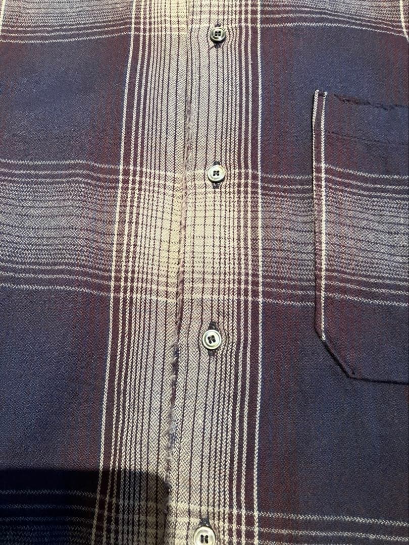 トップス ANCELLM DAMAGED FLANNEL CHECK SHIRT