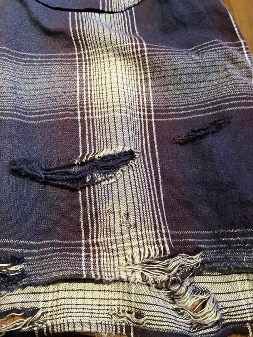 トップス ANCELLM DAMAGED FLANNEL CHECK SHIRT