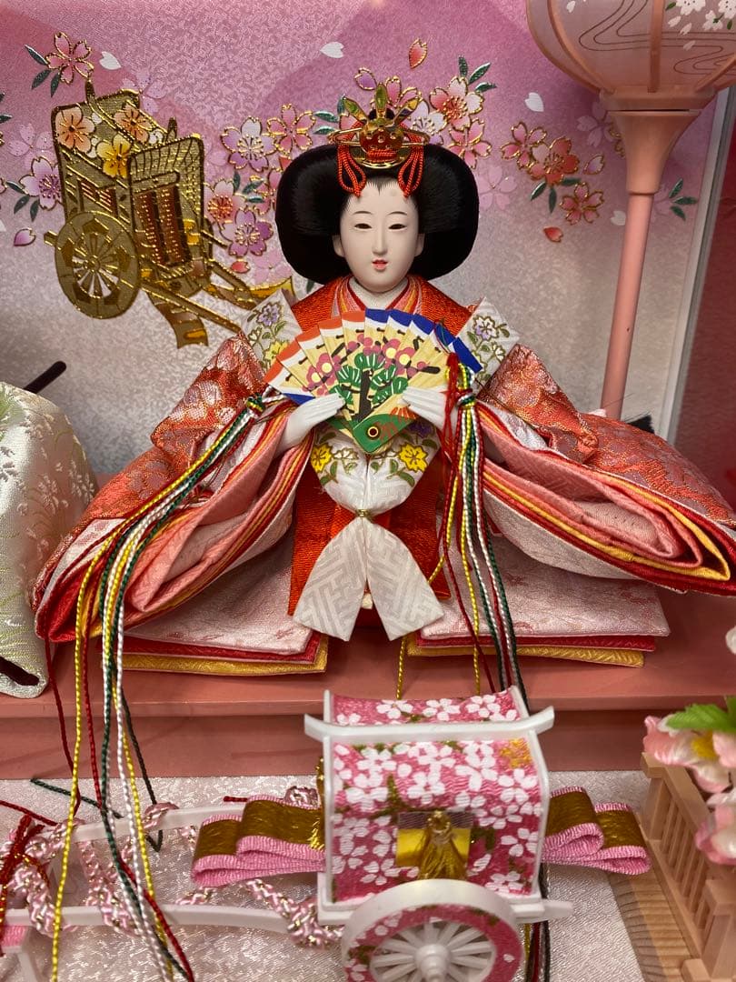 東京久月　雛人形　ガラスケース入り親王飾り・間口約４９×奥行約３１×高さ約３４㎝