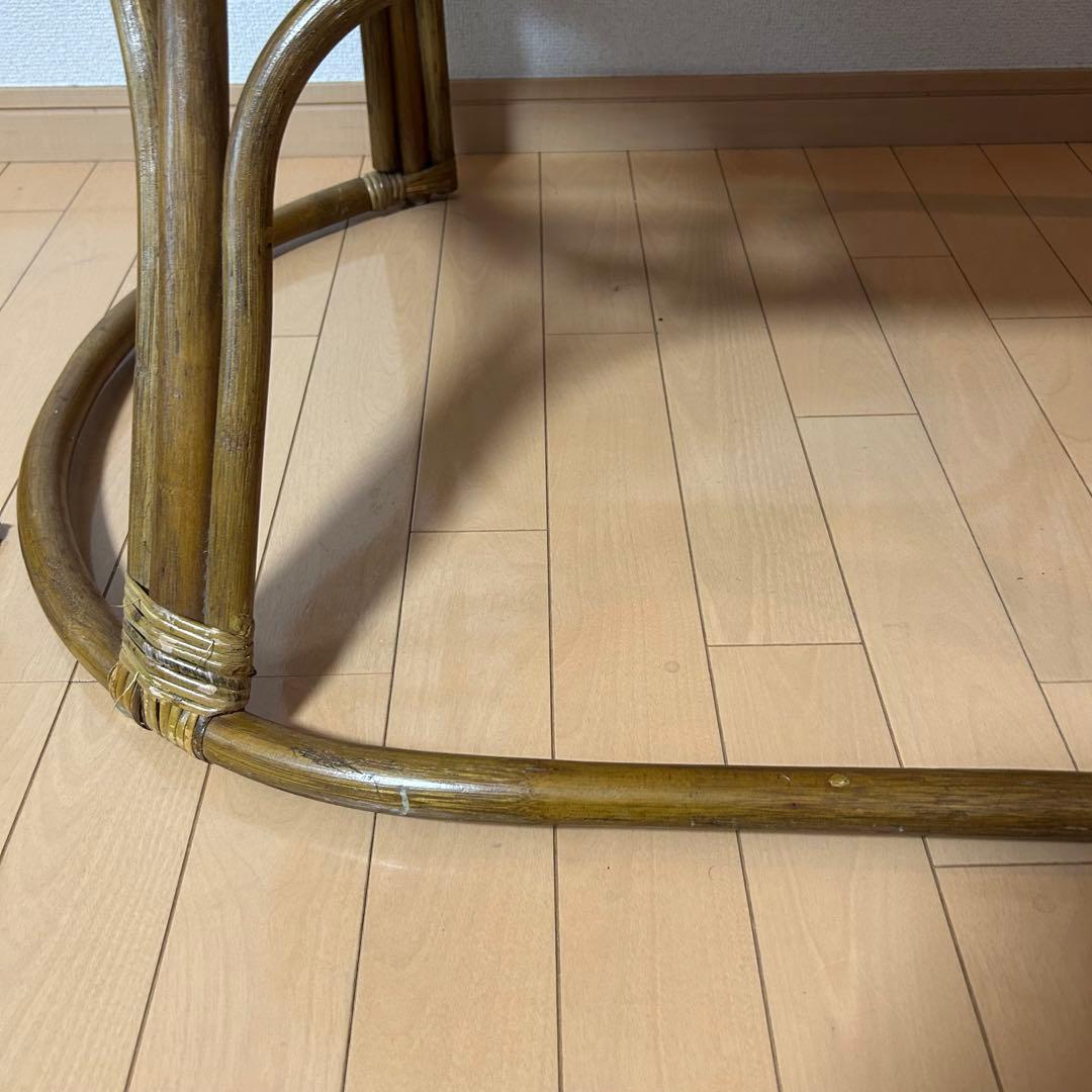 レア レトロ家具 籐家具 椅子 チェア サイドテーブル付 ラタンチェア