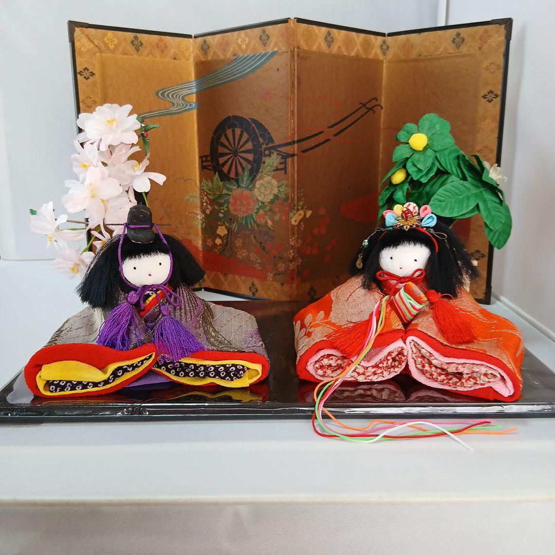 私の手作り/ひな祭り 雛人形セット/手作/古布ちりめん、帯