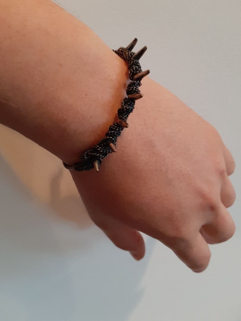 エマニュエルシルバー925スパイクバングルブレスレット