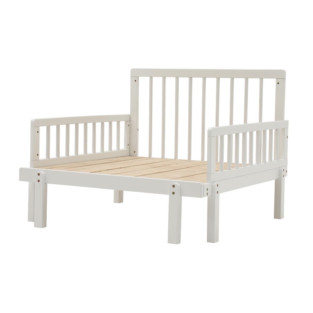 伸長式木製ベッド　引き出し付き　収納付き　天然木製　ソファベッド　WHITE