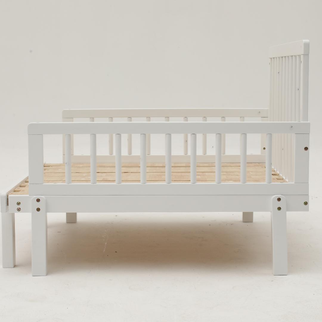 伸長式木製ベッド　引き出し付き　収納付き　天然木製　ソファベッド　WHITE