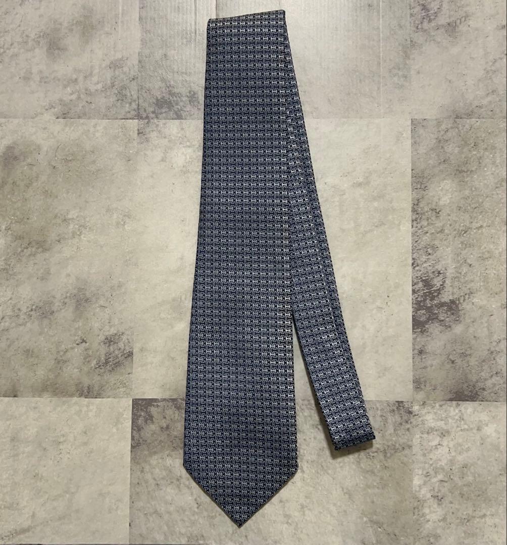 HERMES ネクタイ ハイブランド H柄ジャガード 光沢