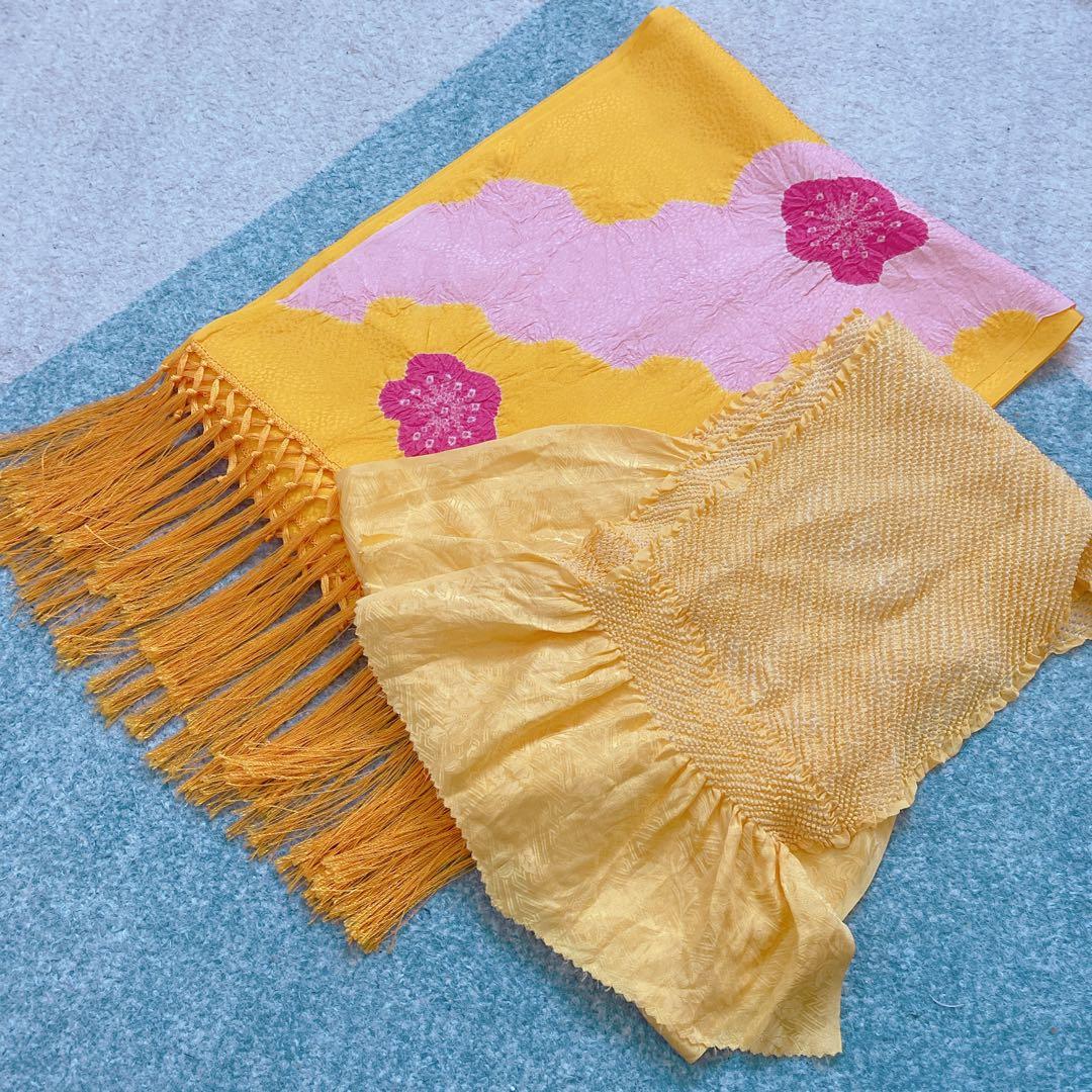 七五三 7歳 正絹 着物 長襦袢 作り帯 バッグ 草履 フルセット