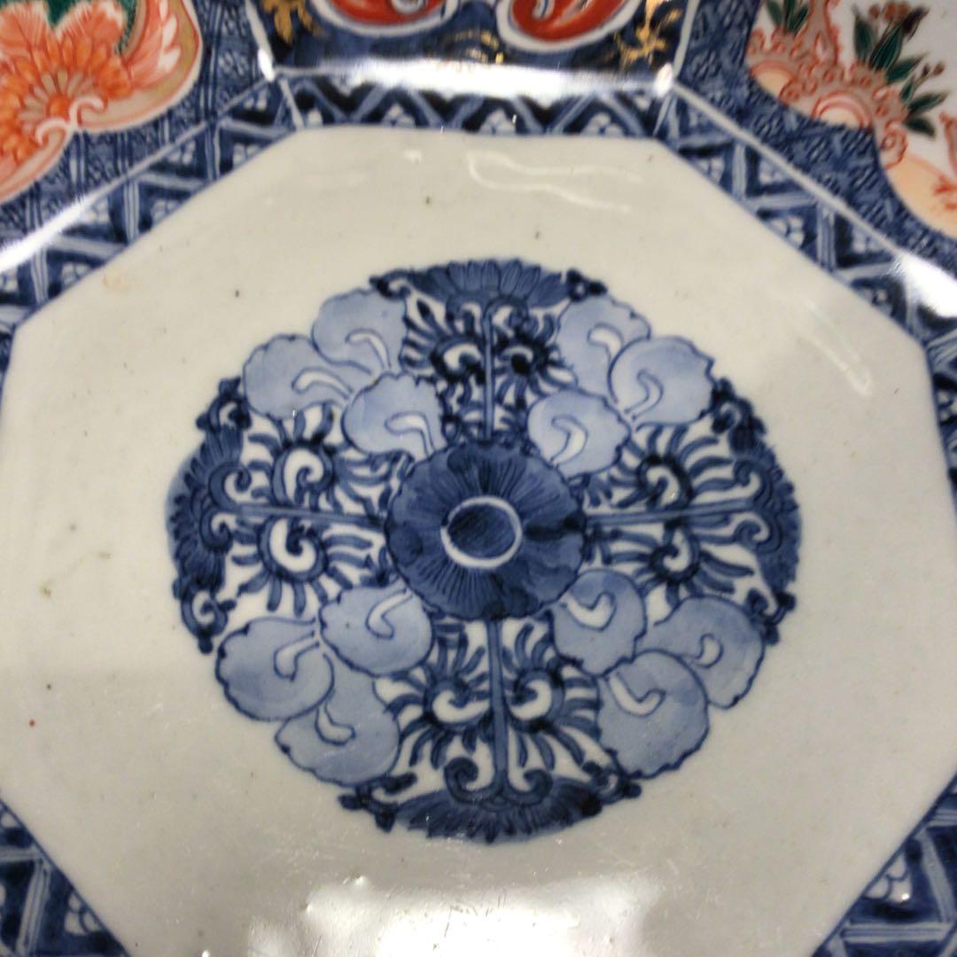 388 古伊万里 極上献上手 鳳凰 に花尽くし紋様 8角書き分け鉢 1客