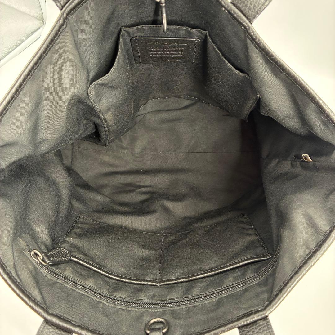 美品 COACH コーチ トートバッグ A4収納 シボ革 レザー ブラック 黒色