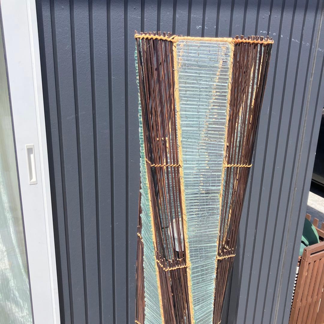 昭和レトロ 和風 竹 ガラス製スタンドライト シェードランプ フロアライト