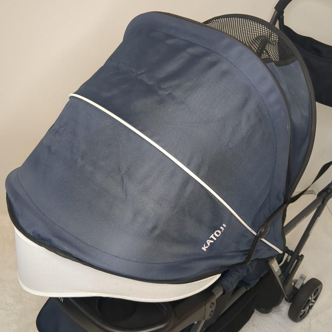【美品】KATOJI ２人でゴー 折りたたみ式ベビーカー ２人乗り ネイビー