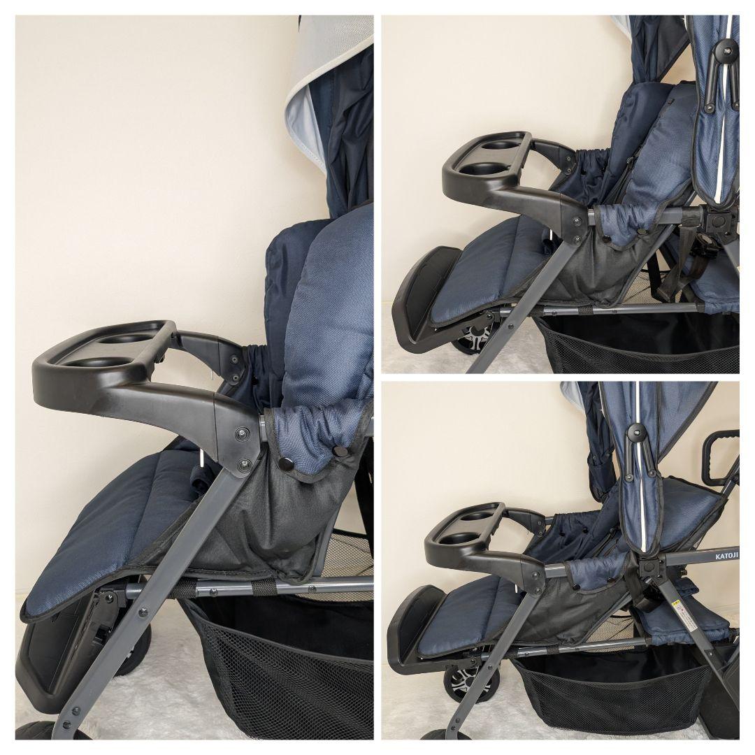 【美品】KATOJI ２人でゴー 折りたたみ式ベビーカー ２人乗り ネイビー