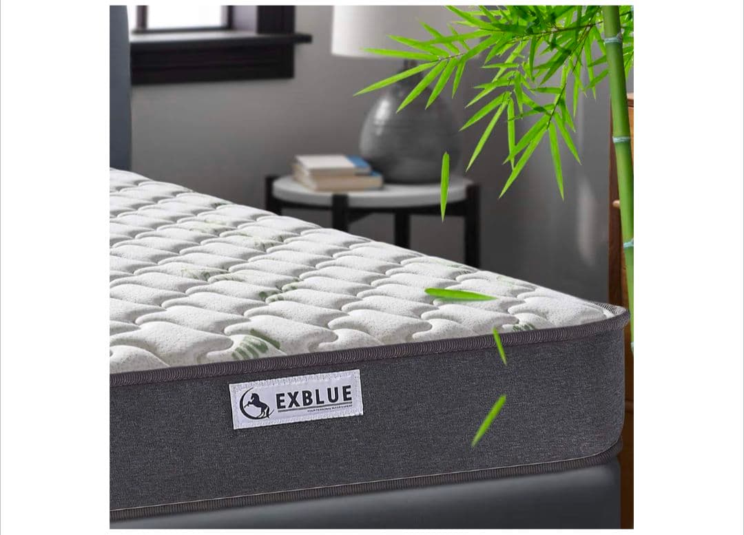 EXBLUE 竹繊維ダブルマットレス、シングルポケットスプリング ダブル
