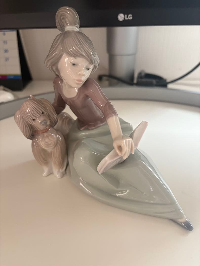 Lladro リヤドロ少女と犬 サイン入り
