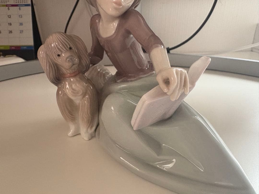 Lladro リヤドロ少女と犬 サイン入り
