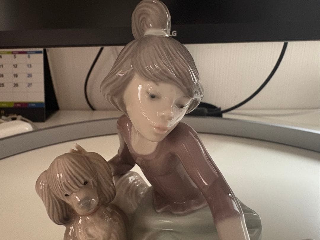 Lladro リヤドロ少女と犬 サイン入り