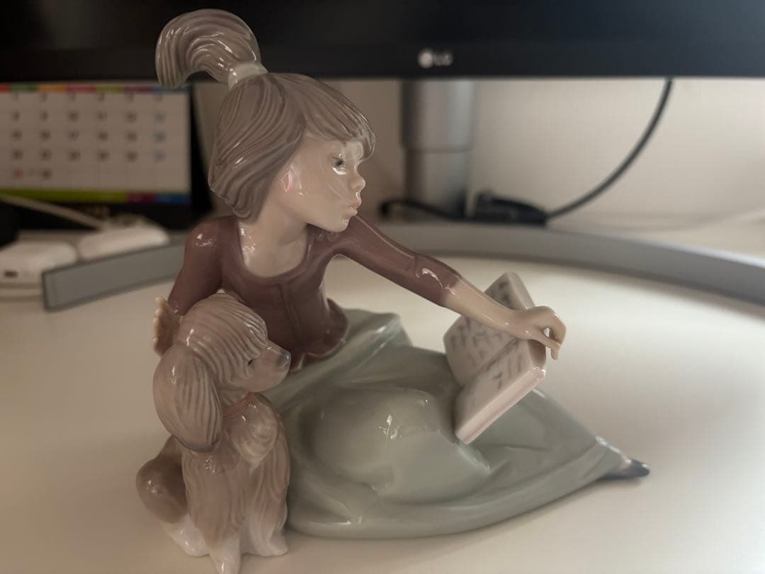 Lladro リヤドロ少女と犬 サイン入り