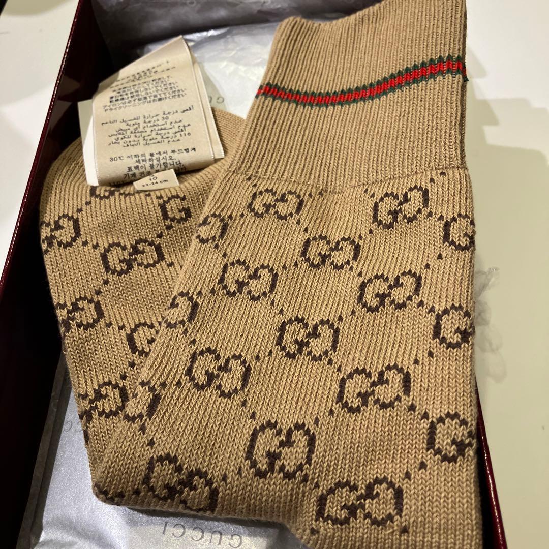 新品❣️GUCCI靴下❣️可愛い24センチ箱有りキャメルカラー