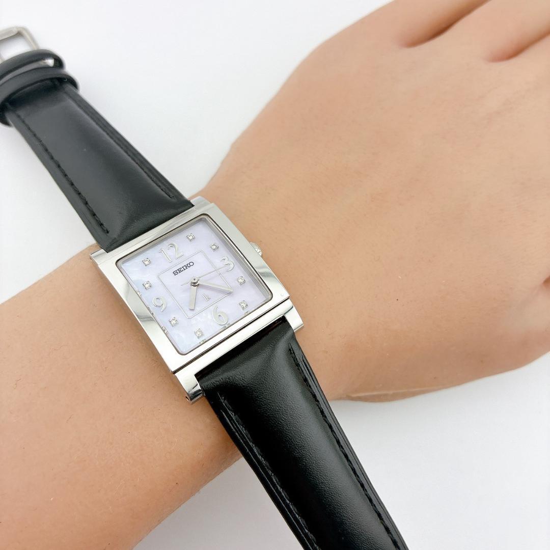 【美品/電池交換済】SEIKO　LK　腕時計　8pダイヤ　新品ベルト　シェル