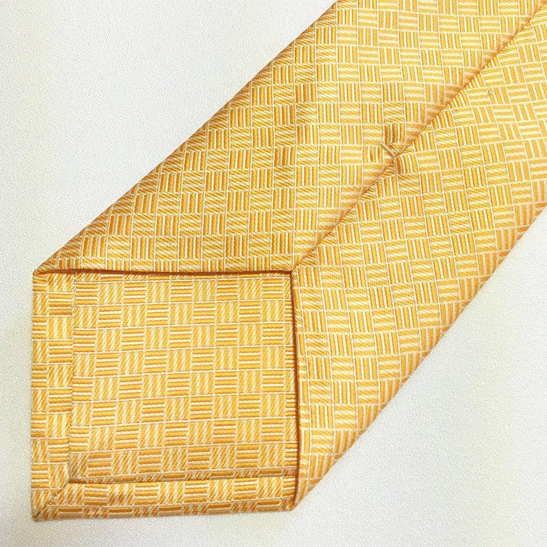 未使用級 エルメス HERMES ネクタイ シルク オレンジ 総柄