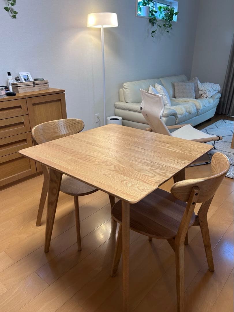 2人用ダイニング3点セット★大川家具★★美品★直接引き取り