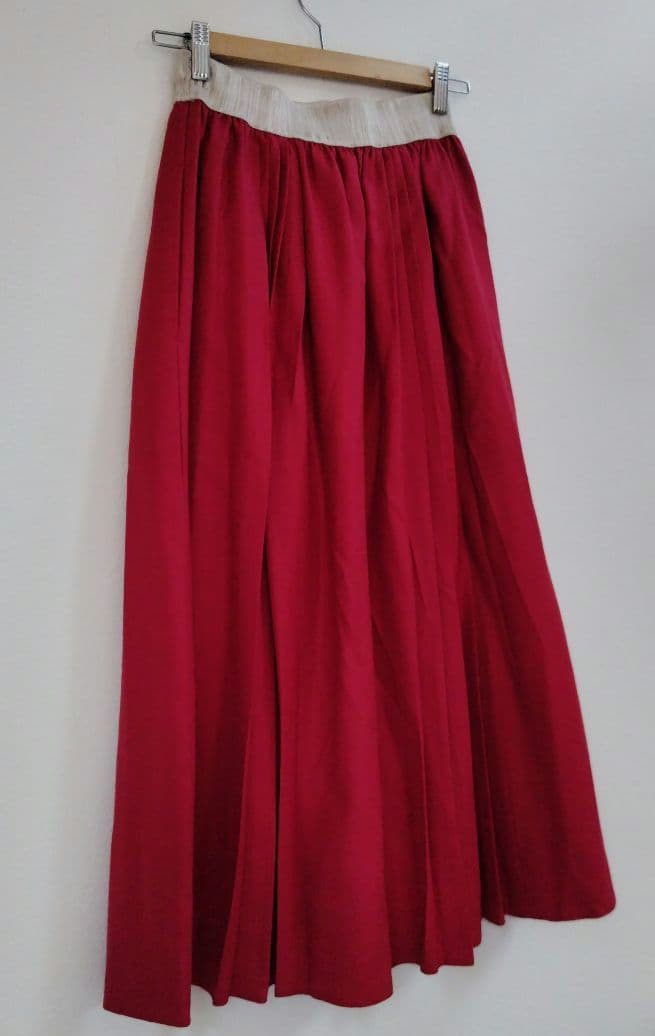 オニールオブダブリン ウール プリーツ入り ロングスカート アイルランド製 赤
