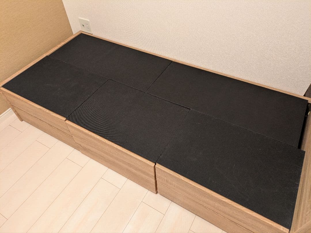 【はすぼお】 セミシングルベッドフレーム・マットレス付き・収納あり