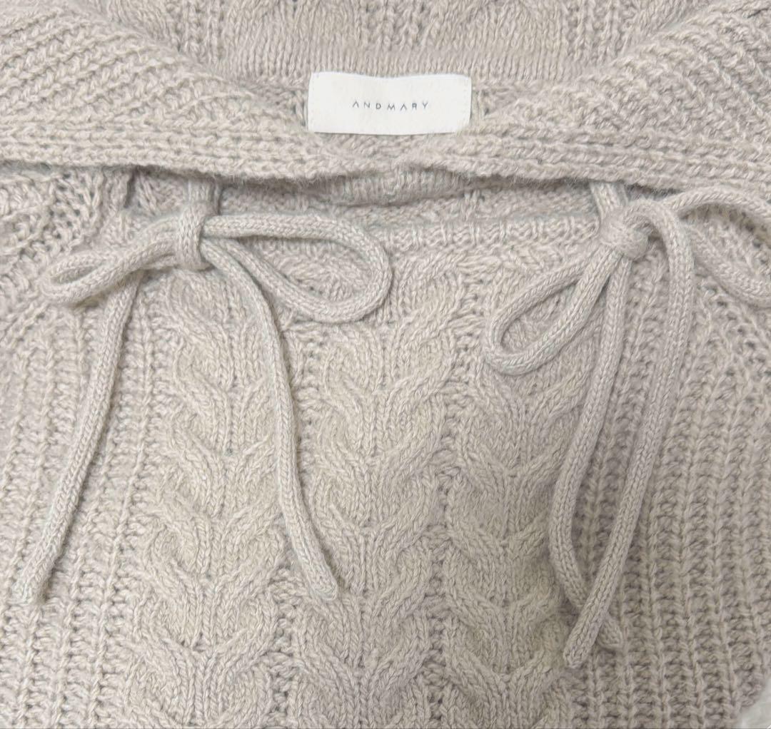 andmary Aura cable knit tops リボンケーブルニット