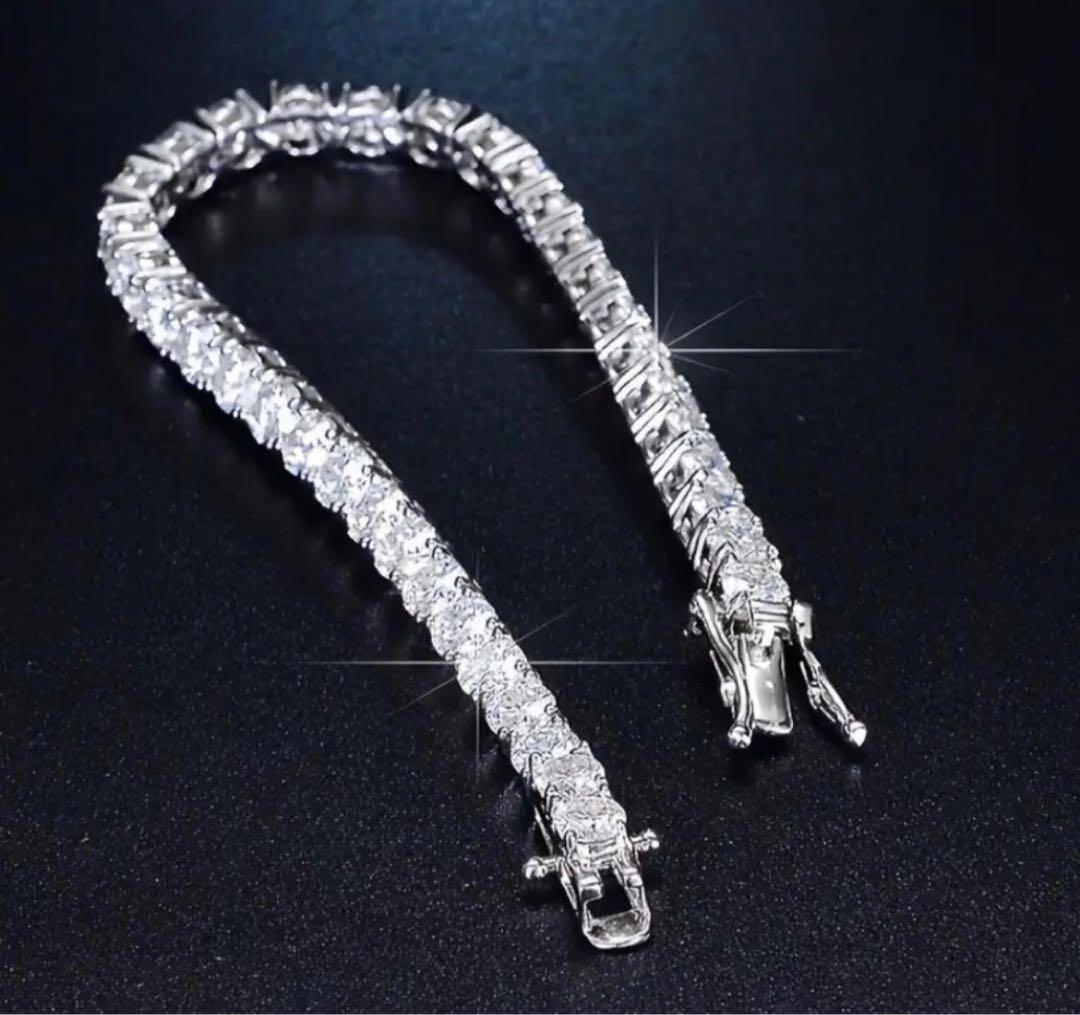 【話題沸騰】10ctモアサナイト S925テニスチェーンブレスレット／証明書付