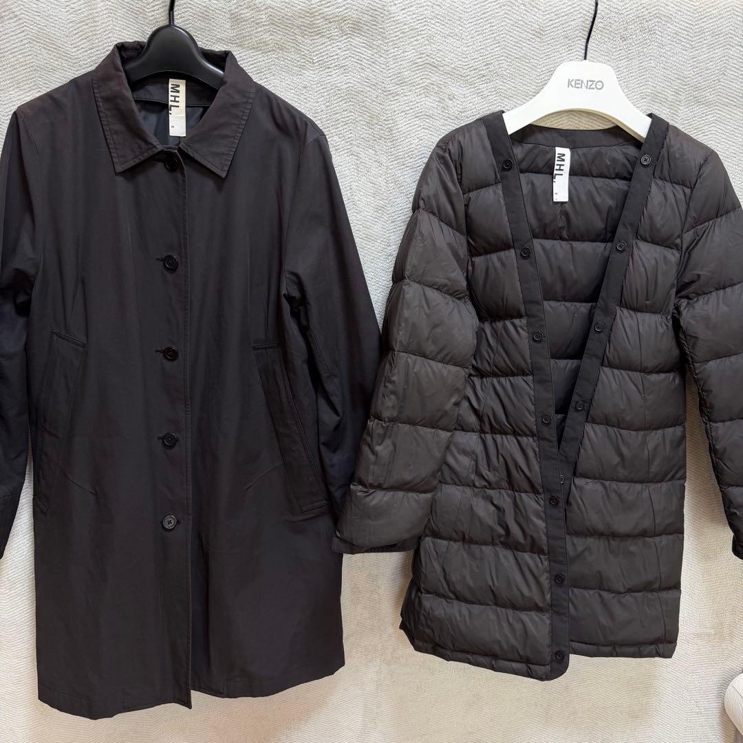 美品MHL. ダウンライナー付き ステンカラーコート 2way サイズ3 墨黒
