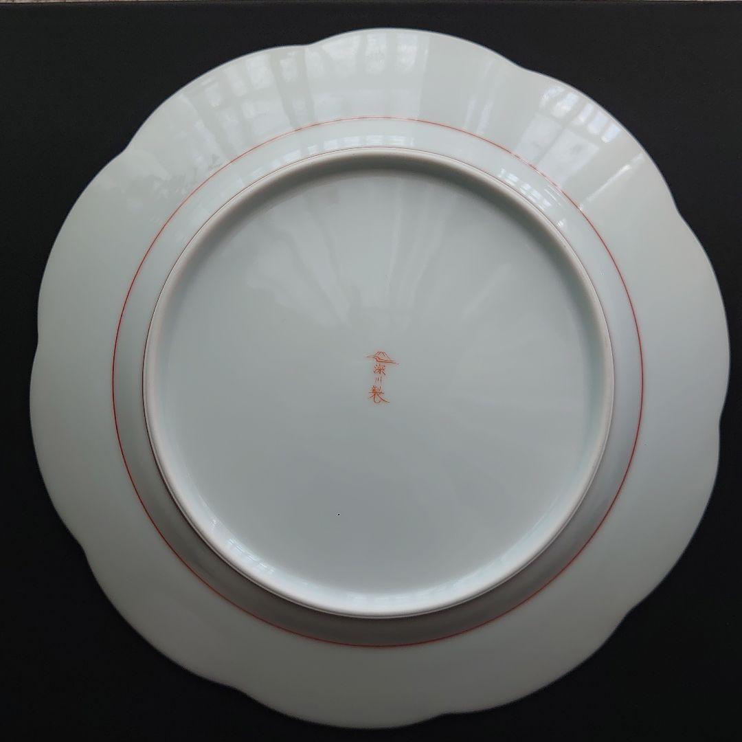 深川製磁　赤絵丸紋　盛皿