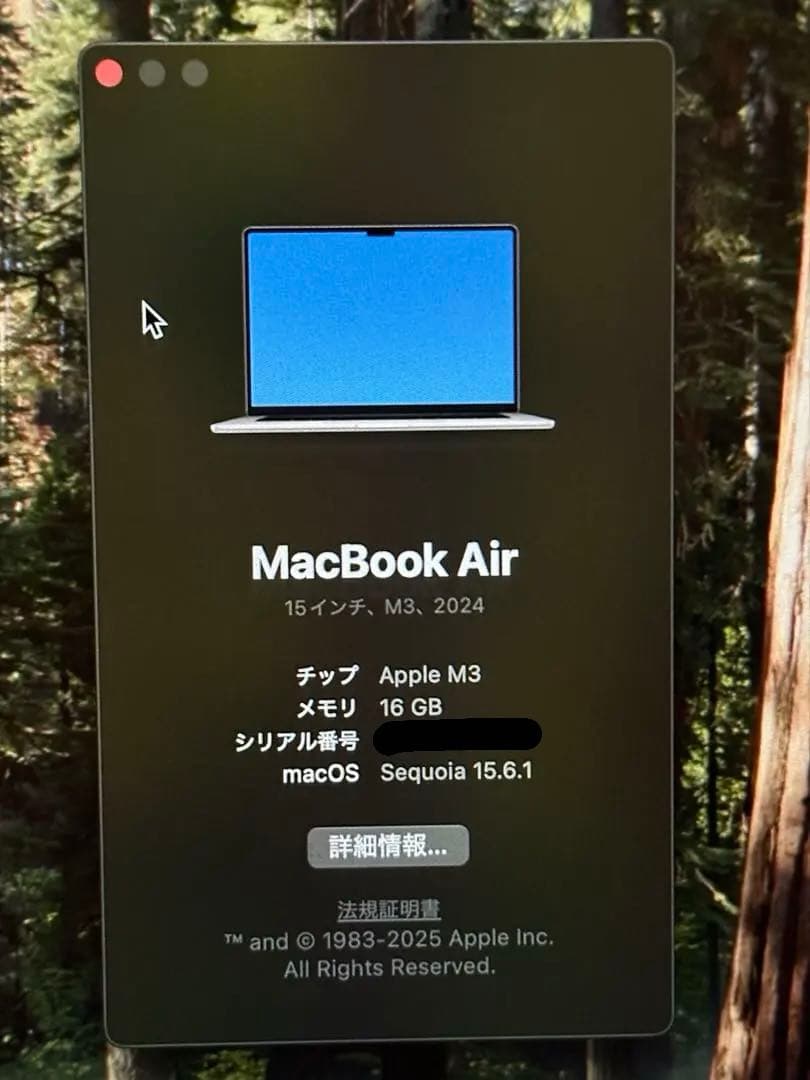 美品 M3 MacBook Air 15インチ 512GB 16GB